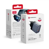 Forcell F-Energy GaN mrežni punjac - 45 W s prikljuccima: USB C i USB A s PD i QC 4.0 punjenjem
