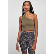 Womens cropped asymmetrical khaki top