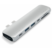 SATECHI Aluminium Type-C PRO Hub (HDMI 4K,PassThroughCharging,2x USB3.0,2xSD,ThunderBolt 3) - Silver