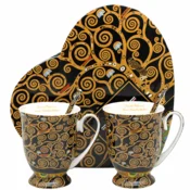 Porcelanski komplet 2 skodelic 300 ml z žličkami - Gustav Klimt Drevo življenja