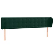 Vidaxl Vzglavje z ušesi temno zeleno 183x23x78/88 cm žamet