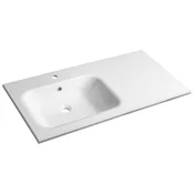 ARECA Cultured Marble Washbasin 110x50cm, left, white - Bela - 101x14,2x51,5 cm - Sapho - 24 - Liti marmor - Pravokotnik - 1010 - 142 - 515 - 14