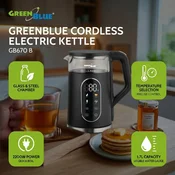 Grelnik vode GRB GB670 B, steklen, 1.7 L, 2200 W, črn