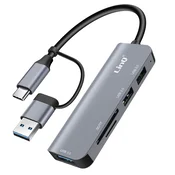 LINQ LinQ, USB C in vozlišče USB z USB 3.0 + 2x USB 2.0 Bralnik kartic SD in TF, Črna, (5000063518)
