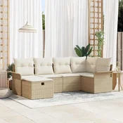 Sjedeća garnitura za vrt 6 kom. Poli ratan Crna 242,5 x 132,5 x 85 cm