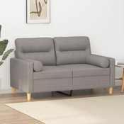 Dvosjed s ukrasnim jastucima smedesivi 120 cm od tkanine