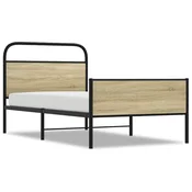 Vidaxl Posteljni okvir brez vzmetnice 107x203 cm sonoma inž. les
