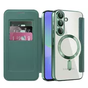 Etui SmartMag Book z Magsafe tehnologijo in RFID denarnico za Samsung Galaxy A37 - green