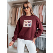 Bluza damske oversiz z sercami MADELIN bordowa Dstreet