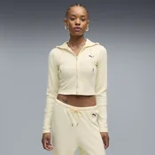 PUMA Essentials Ribbed Full-Zip Slim Hoodie Women, Clothing, Buttercream Heather, L