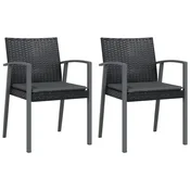 Vidaxl Vrtni stoli z blazinami 2 kosa črni 56,5x57x83 cm poli ratan