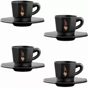 Skodelice za espresso, osmerokotne, 4 delni set - črna/baker