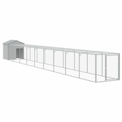 Greatstore Kokošnjak z izhodom svetlo siv 117x1017x123 cm pocinkano jeklo
