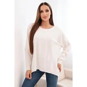 Kesi Włoski Womens sweater with a longer back and embossed star beige