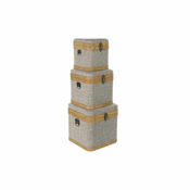 Set ukrasnih kutija DKD Home Decor Bež Prirodno Drvo Metal 30 x 40 cm 40,5 x 40,5 x 41,5 cm (3 pcs)