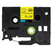 Kompatibilen trak (cev) za Brother HSe-651/HS-651/PT/P-Touch 23,6mm, termoskrčljiv (heat shrink tube) - črn izpis/rumen trak (cev)