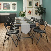 Komplet wood design crni plasticni sklopivi sto sa metalnom konstrukcijom i 8 stolica
