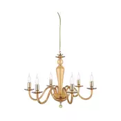 Ondaluce - Luster na sajli PAGANINI 6xE14/10W/230V O 70 cm zlatna/dimljeno bež