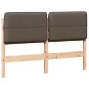 Vidaxl Tapecirano vzglavje Rjava in taupe 160 cm Masivno borovo les