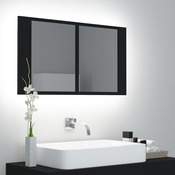 vidaXL LED kopalniška omarica z ogledalom črna 80x12x45 cm