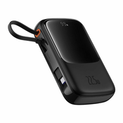 shumee Qpow Pro+ 10000mAh powerbank z USB-C kablom in zaslonom - črn
