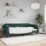 Greatstore Raztegljiva postelja temno zelena 90x200 cm žamet
