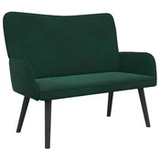 Vidaxl Kavč za 2 osebi Temno zelena 115 x 61 x 87 cm Žamet