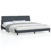 shumee vidaXL Posteljni okvir z LED diodo temno siv 200x200 cm žamet