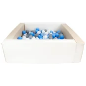 slomart Kvadratni bazen iz ekokože s 200 žogicami, 5 elementov (Barva bazena/žogic: bela, cappuccino/bela, transparentna, pudrasto modra/baby blue, siva)