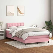 vidaXL vidaXL Box Spring postelja z vzmetnico Pink 120x220 cm Velvet, (21792106)