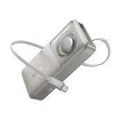 Baseus Free2Pull power bank za brzo punjenje 10000 mAh, 30 W, s ugradenim USB Type-C kabelom, sivi P10073701843-00