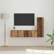 Set TV komoda Zidne 3 pcs Staro drvo Konstruirano drvo