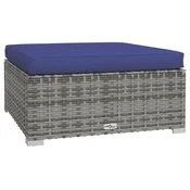 Vidaxl Vrtni stolček za noge z blazino siv 70x70x30 cm poli ratan