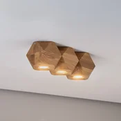SOLLUX LIGHTING Stropna svetilka Peach Puff, les, 36 cm, 3-stranski polieder. - Dnevna soba/jedilnica - Sodobni - svetlo leseno
