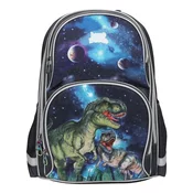 Dino World Školní batoh jednokomorový Galaxy, T-Rexové v vesmíru, modrý