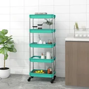 Vidaxl vidaXL Kuhinjski voziček s 5 nadstropji turkizen 42x29x128 cm železo in ABS