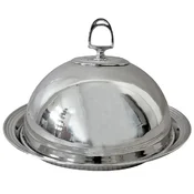 Casa Padrino Art Nouveau serving bowl with lid silver A� 30 x H. 19 cm - Round brass serving tray - Gastronomy accessories - Restaurant accessories - Hotel accessories
