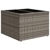 Vidaxl Vrtna miza s stekleno mizno ploščo siva 55x55x37 cm poli ratan