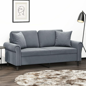 VIDAXL dvosed z okrasnimi blazinami (140cm, žamet), temno sivi