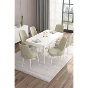 Hanah Home Set Trpezarijski sto i 6 stolica Are, Krem-beli