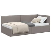 Vidaxl Kotna postelja z vzglavjem Taupe 90 x 200 cm blago