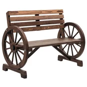 OUTSUNNY Vrtna klop za 2 osebi z nasloni za roke s kolesi, zunanja klop iz letvic iz smrekovega lesa, podeželski slog, klop za teraso patio in dvorišče, 105.5x56x79 cm, karbonizirano