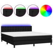 vidaXL vidaXL Box spring postelja z vzmetnico LED črna 160x200 cm blago, (20901510)