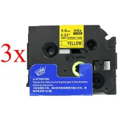 Komplet Brother HSe-611/HS-611/PT/P-Touch 5,8mm, termoskrčljivi (heat shrink tube), kompatibilni trakovi (cevi) (3) - črn izpis/rumen trak (cev)