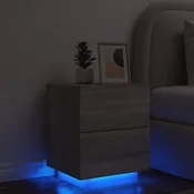 vidaXL Nočna omarica z LED lučkami siva sonoma inženirski les