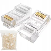 Rosfix Set 100 Kos RJ45 Vtič UTP Kat. 6 – 8P8C, Zlati Kontakti | Za Kabli LAN V Patch Panelih, (5000244395)