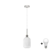 LED visilna svetilka HARMA 1xE27/60W/230V, premer 14 cm, mat krom/bela