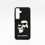 Originalen Ovitek Karl Lagerfeld za Samsung Galaxy S24  Black 3D Rubber Karl and Choupette  - Črna