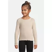 Girls ribbed long-sleeved T-shirt beige