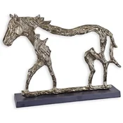 Casa Padrino luxury aluminum decorative sculpture horse silver/gray 58.7 x 11.5 x H. 43.2 cm - Aluminum decorative figure with wooden base - Living room decoration - Desk decoration